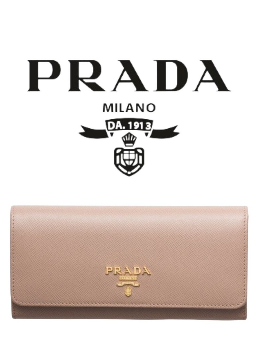 MSRP $1,100 Rare!!! Prada Beige Saffiano Leather Continental Long Wallet Large